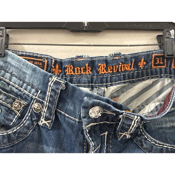 ROCK REVIVAL for BUCKLE RARE DISTRESSED ISAAC SLIM BOOT DENIM JEANS SIZE 31 - Picture 8 of 12